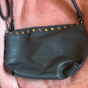 Stylish Gray Leather Shoulder Bag